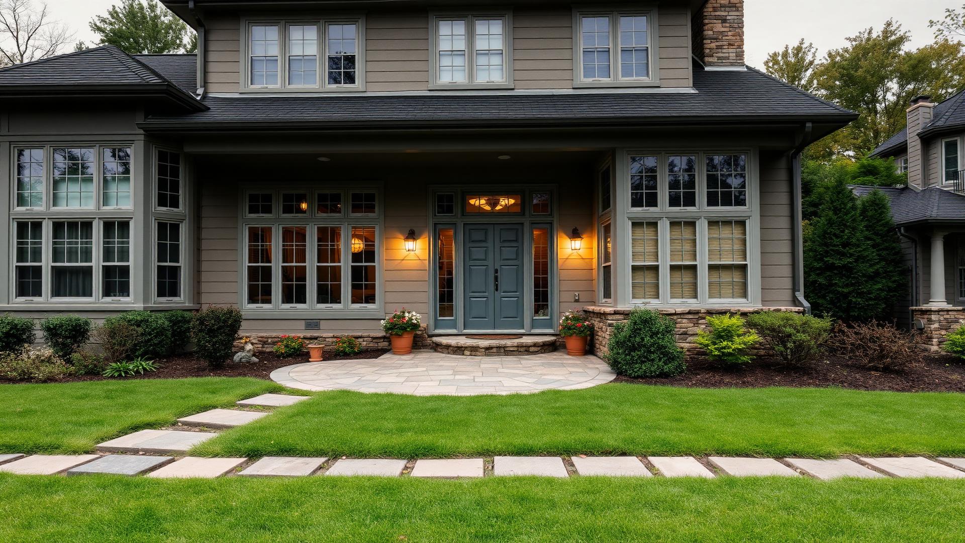 Pittsburgh home with stone walkway and manicured lawn